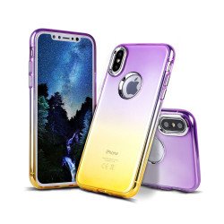 iPhone X (Ten) Two Tone Color Hybrid Case (Purple Gold)